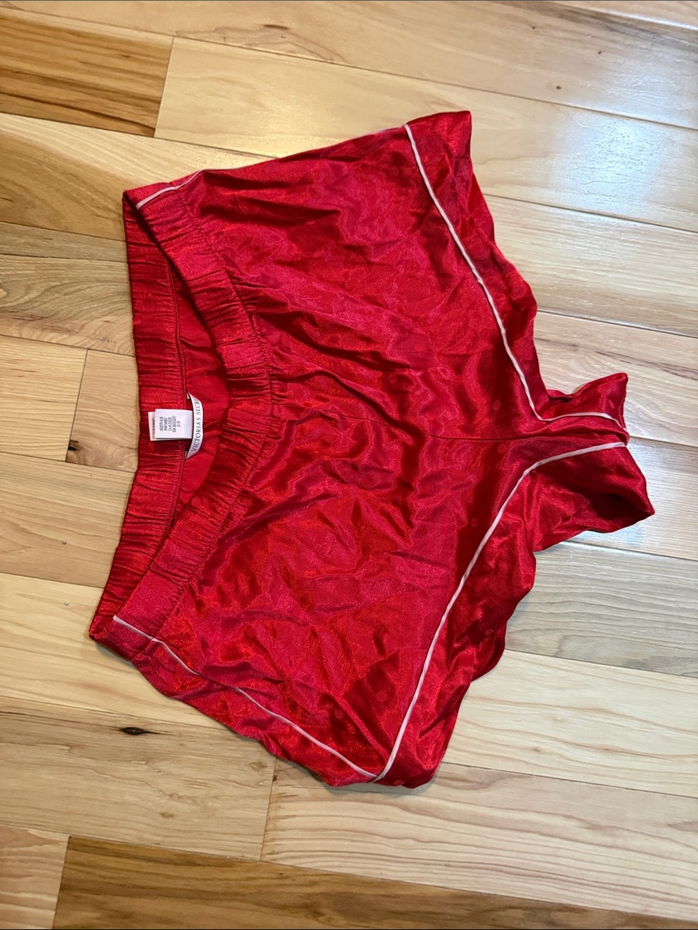 Red Women’s Silky Sleep Shorts with Contrast Piping